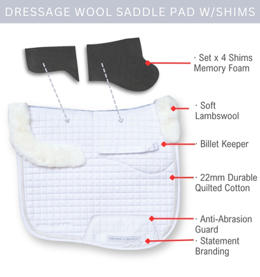 Dressage Saddle Pad Lambswool with Shim Pad System